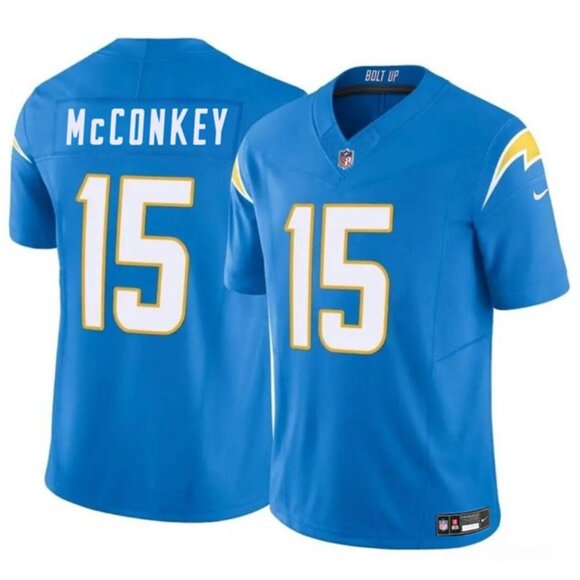 Mens Youths Kids Womens 15 Ladd McConkey Light Blue Vapor Stitched Jersey